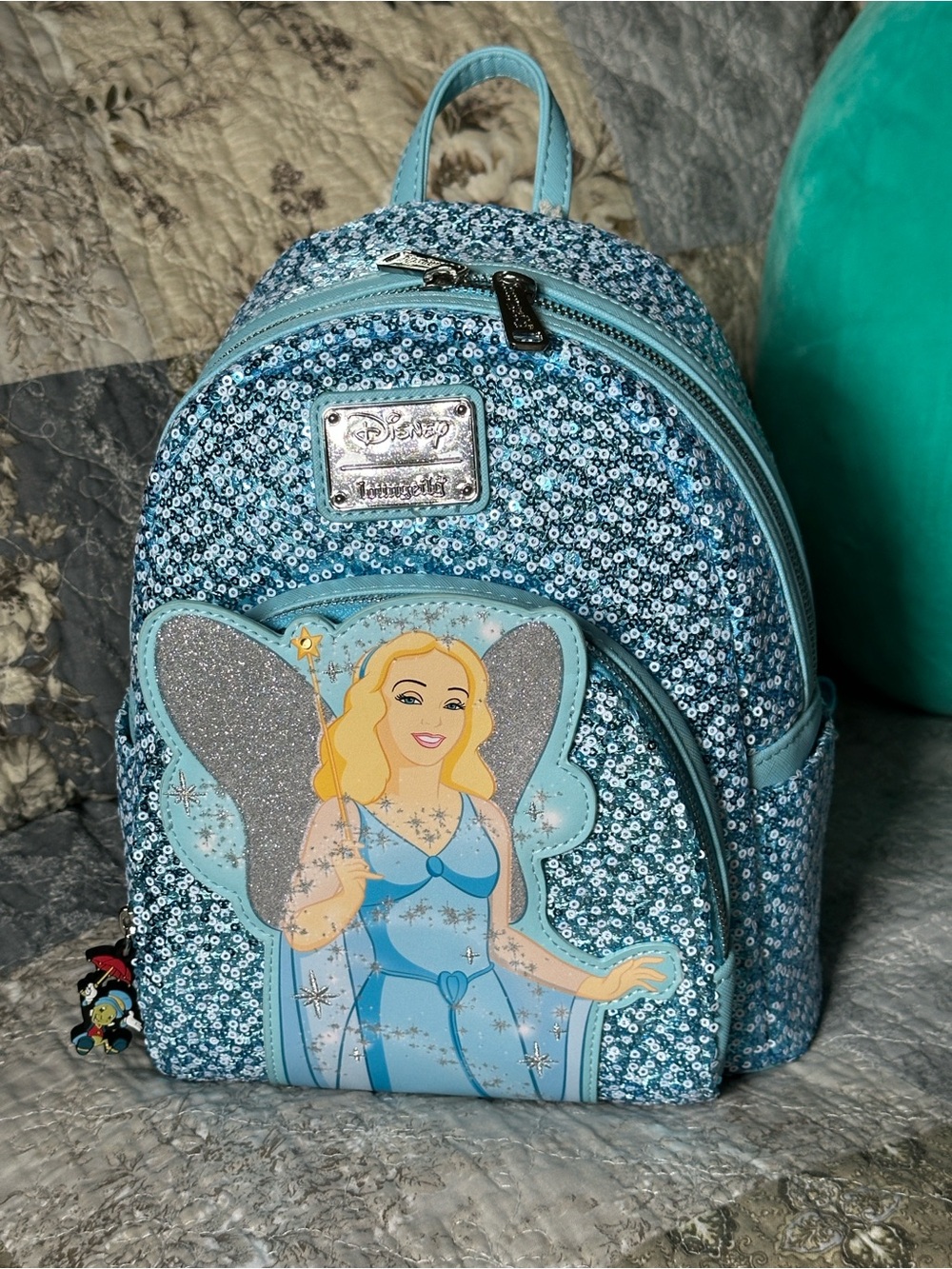 Beautiful Loungefly - Blue Sequin Fairy Mini Backpack from Pinocchio